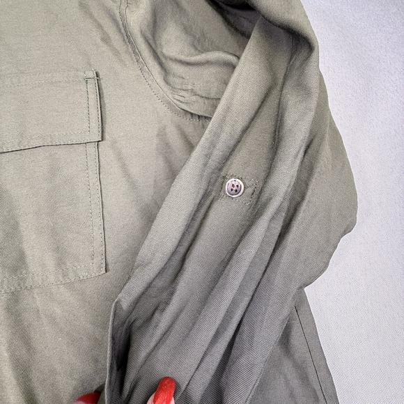 Banana Republic Women's Olive Green Long Sleeve Button Up Utility Shirt NWT Sz S - Picture 8 of 11
